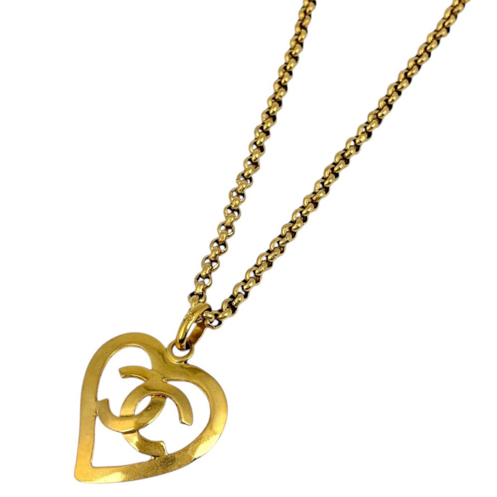 Chanel necklace, Coco Mark heart, GP gold, for women.